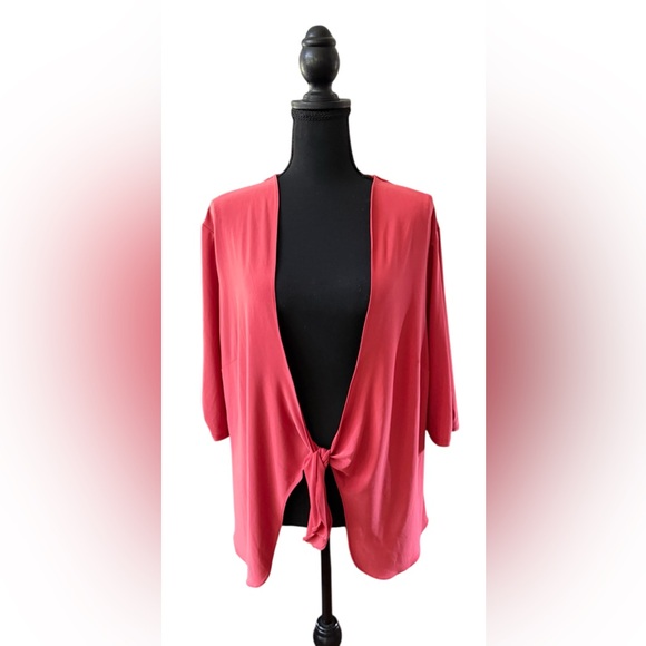 Perceptions New York: Rustic Coral Tie-Front Cardigan - Picture 1 of 17
